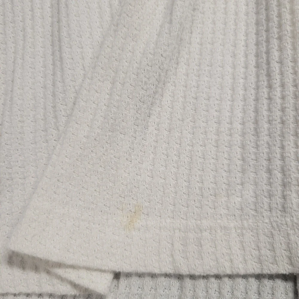 Free People Ivory Thermal Waffle Knit Bell Sleeve Eyelet Lace Top Size XS‎